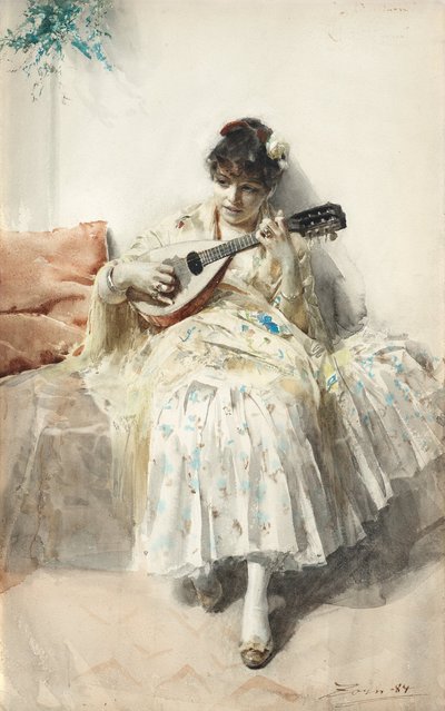 Chica tocando la mandolina de Anders Leonard Zorn